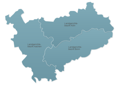 Schematische Karte des Oberlandesgerichtsbezirks Köln mit Darstellung der Grenzen der Landgerichtsbezirke Schematische Karte des Oberlandesgerichtsbezirks Köln mit Darstellung der Grenzen der Landgerichtsbezirke